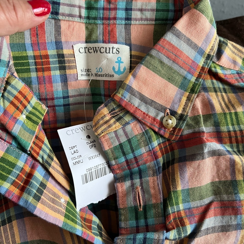 Crewcuts Red and Green Casual Button Down Shirt